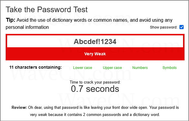 weak password